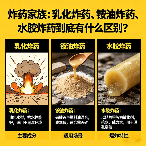 大同炸药家族：乳化炸药、铵油炸药、水胶炸药到底有什么区别？